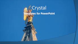  Presentation with angel - Audience pleasing slide deck consisting of golden statue of angel on top of clock tower in st mark's square venice italy backdrop and a teal colored foreground