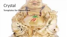  Presentation with buddha - Slide deck consisting of golden statuette of sitting buddha over white background and a white colored foreground