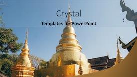  Presentation with mai - Cool new slide deck with golden-stupa-in-wat-phra backdrop and a light blue colored foreground