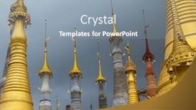  Presentation with golden chain of change - Presentation having golden-stupas-shwe-inn-thein background and a mint green colored foreground