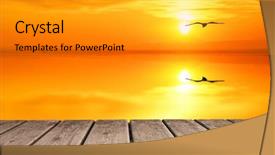  Presentation with sun - Cool new presentation design with golden sun set from wooden backdrop and a gray colored foreground