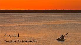  Presentation with coastal - Colorful PPT theme enhanced with golden sunset with canoeist vilanculos coastal sanctuary mozambique backdrop and a coral colored foreground