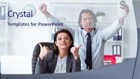  Presentation with old young - Presentation theme enhanced with golden team - old female boss and young background and a sky blue colored foreground