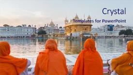  Presentation with india temple - Cool new presentation theme with golden temple harmandir sahib backdrop and a sky blue colored foreground