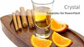  Presentation with tequila - Beautiful PPT theme featuring golden tequila shot with orange and cinnamon backdrop and a white colored foreground