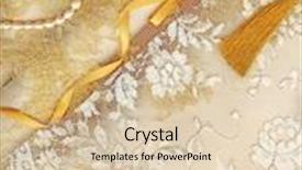  Presentation with golden wedding - Beautiful slides featuring golden textile wedding border backdrop and a lemonade colored foreground