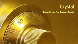  Presentation with combination lock - Presentation design having golden toned combination safe lock background and a tawny brown colored foreground