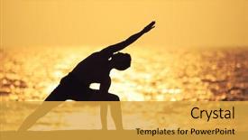  Presentation with ocean - Presentation theme consisting of golden triangle - man practicing yoga on ocean background and a yellow colored foreground
