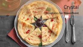  Presentation with triangle - Beautiful slide set featuring golden triangle - tasty pancakes with jam backdrop and a coral colored foreground