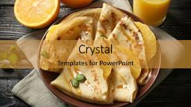 Presentation with triangle - Amazing presentation design having golden triangle - tasty pancakes with orange slices backdrop and a gold colored foreground