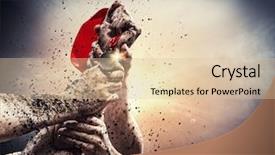  Presentation with medal - Presentation consisting of golden trophy - hands tighten medal background and a lemonade colored foreground