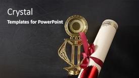  Presentation with certificate - Theme having golden-trophy-and-certificate-over background and a dark gray colored foreground