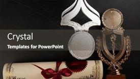 Presentation with certificate - Slide deck featuring golden-trophy-and-certificate-over background and a dark gray colored foreground