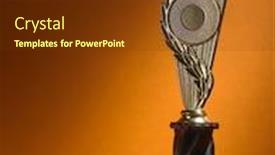  Presentation with golden trophy cup - Audience pleasing slide deck consisting of golden-trophy-cup-and-medal backdrop and a tawny brown colored foreground