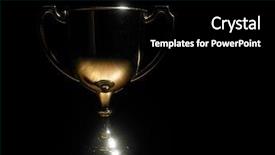  Presentation with 50th wedding anniversary black gold - Slide set having golden trophy on the black background and a black colored foreground