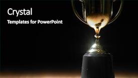  Presentation with trophy - Cool new slide set with golden trophy on the black backdrop and a black colored foreground