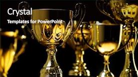  Presentation with gold trophy - Beautiful PPT theme featuring golden trophy on the black backdrop and a black colored foreground