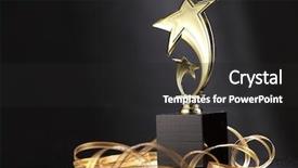  Presentation with trophy - PPT theme with golden trophy on the black background and a dark gray colored foreground
