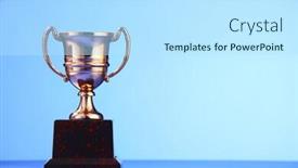  Presentation with trophy - Slides having golden-trophy-on-the-blue background and a sky blue colored foreground