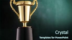  Presentation with trophy green - Colorful slide deck enhanced with golden trophy on the green backdrop and a wine colored foreground