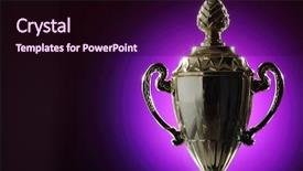  Presentation with golden trophy on the purple - Colorful PPT theme enhanced with golden trophy on the purple backdrop and a  colored foreground