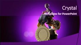  Presentation with trophy - Amazing PPT theme having golden trophy on the purple backdrop and a  colored foreground