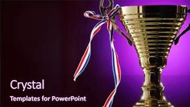  Presentation with trophy - PPT theme with golden trophy on the purple background and a wine colored foreground