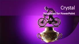  Presentation with trophy - Colorful slide set enhanced with golden trophy on the purple backdrop and a  colored foreground