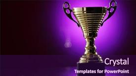  Presentation with trophy - Presentation design featuring golden trophy on the purple background and a violet colored foreground