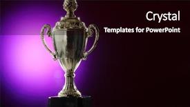  Presentation with trophy - Amazing PPT theme having golden trophy on the purple backdrop and a black colored foreground