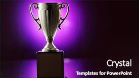  Presentation with trophy - PPT theme with golden trophy on the purple background and a black colored foreground