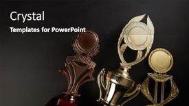  Presentation with recognition - Amazing PPT layouts having golden-trophy-over-blackboard-background backdrop and a black colored foreground