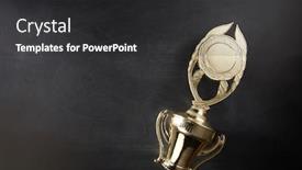  Presentation with trophy - Slide deck consisting of golden-trophy-over-blackboard-background background and a dark gray colored foreground