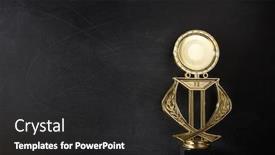  Presentation with trophy - PPT layouts with golden-trophy-over-blackboard-background background and a dark gray colored foreground