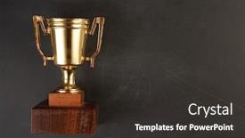  Presentation with trophy - PPT theme enhanced with golden-trophy-over-blackboard-background background and a dark gray colored foreground