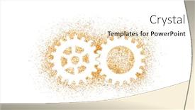  Presentation with shape - Colorful presentation enhanced with golden-two-gears-shape-made backdrop and a white colored foreground