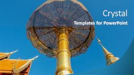  Presentation with chiang mai - Presentation theme with golden-umbrella-and-chedi background and a teal colored foreground
