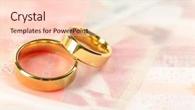 Presentation with marriage card - Audience pleasing PPT theme consisting of golden wedding rings and credit card close up marriage of convenience concept backdrop and a lemonade colored foreground