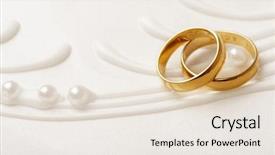  Presentation with golden wedding - Slides featuring golden wedding rings wedding invitation background and a sky blue colored foreground