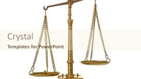  Presentation with balance scale - Beautiful theme featuring golden weight balance scale isolated backdrop and a cream colored foreground