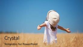  Presentation with summer wheat field blue - Amazing slide deck having golden wheat enjoying the life backdrop and a coral colored foreground