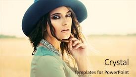  Presentation with golden woman - Presentation design with golden wheaten field beauty fashion background and a  colored foreground