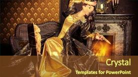  Presentation with fairy tale - Presentation consisting of golden wheels - beautiful fairy girl background and a tawny brown colored foreground