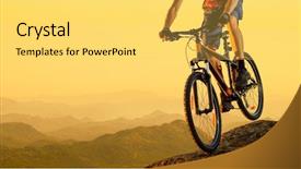  Presentation with cyclist mountains - Cool new PPT layouts with golden wheels - cyclist riding the bike backdrop and a yellow colored foreground
