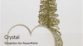  Presentation with heart shape tree - Cool new presentation design with golden wired christmas tree with blank heart shape card board backdrop and a light gray colored foreground