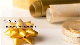  Presentation with black and gold christmas - Cool new slide deck with golden wrapping paper and bow backdrop and a coral colored foreground