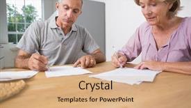  Presentation with kitchen - Amazing presentation having golden year - couple signing documents together backdrop and a coral colored foreground