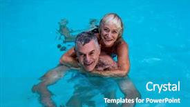  Presentation with senior couple - Presentation theme having golden year - high angle portrait of senior background and a  colored foreground