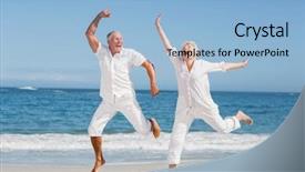  Presentation with honolulu senior on a beach - Slides consisting of golden year - senior couple jumping background and a light blue colored foreground
