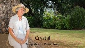  Presentation with tree wildland fire - Cool new PPT layouts with golden year - thoughtful retired woman sitting backdrop and a  colored foreground